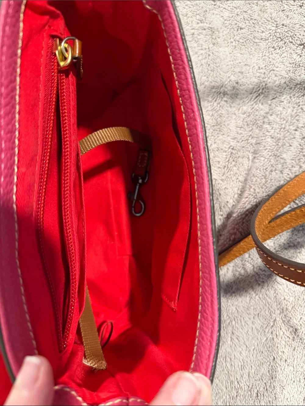Dooney & Bourke Pebble Leather Reina Crossbody in Fuchsia Pink